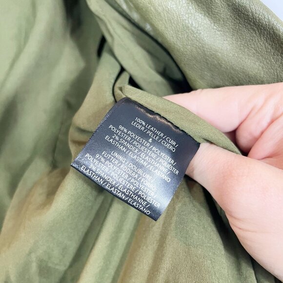 Lamarque Talia Green Distressed Leather Moto Jacket Grunge Boho - Size XS - Picture 5 of 8